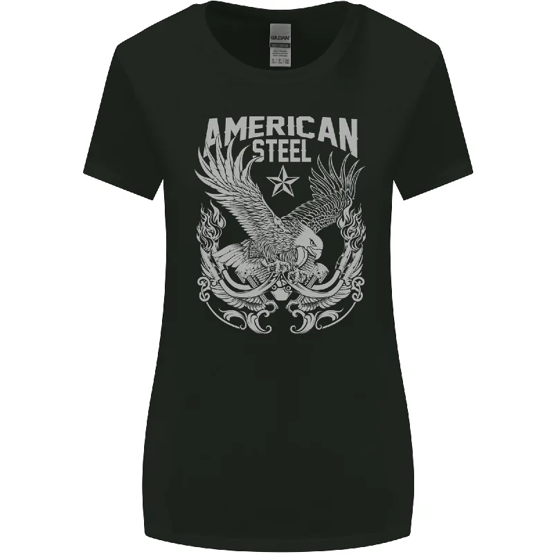 American Steel Motorbike Motorcycle Biker Womens Wider Cut T-Shirt Elasticated Padded Insulated