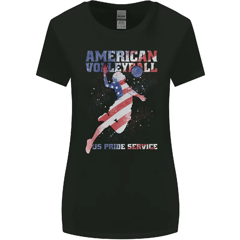 American Volleyball Player USA Flag Womens Wider Cut T-Shirt Satin Blend Silk Blend Wool Blend