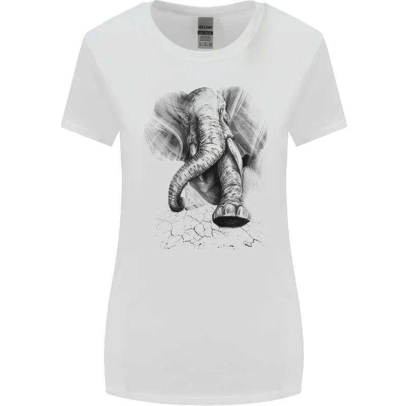 An Abstract Elephant Environment Womens Wider Cut T-Shirt Spandex Blend Rayon Blend Denim Blend