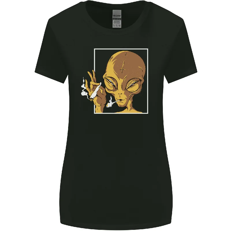 An Alien Smoking Weed Womens Wider Cut T-Shirt Striped Floral Plaid