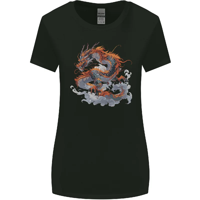 An Ancient Dragon on a Cloud Womens Wider Cut T-Shirt Elegant Classic Vintage