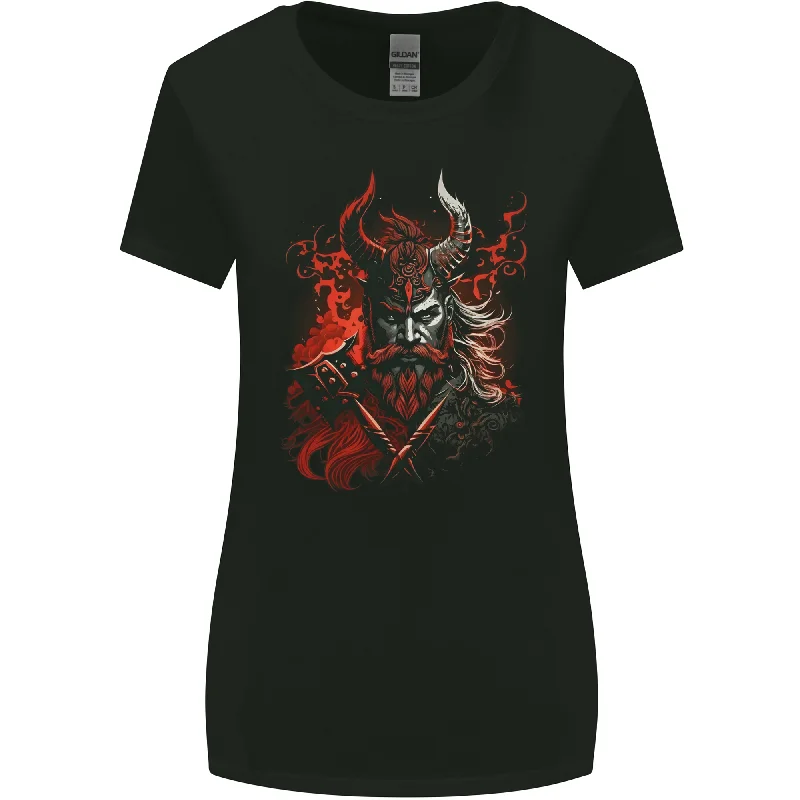 An Artistic Fantasy Viking Warrior Womens Wider Cut T-Shirt Handmade Hand-knitted Hand-woven