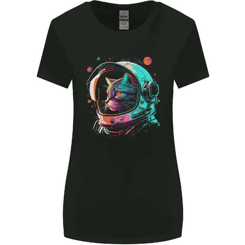 An Astronaut Cat in Outer Space Womens Wider Cut T-Shirt Nylon Fabric Polyester Fabric Spandex Fabric