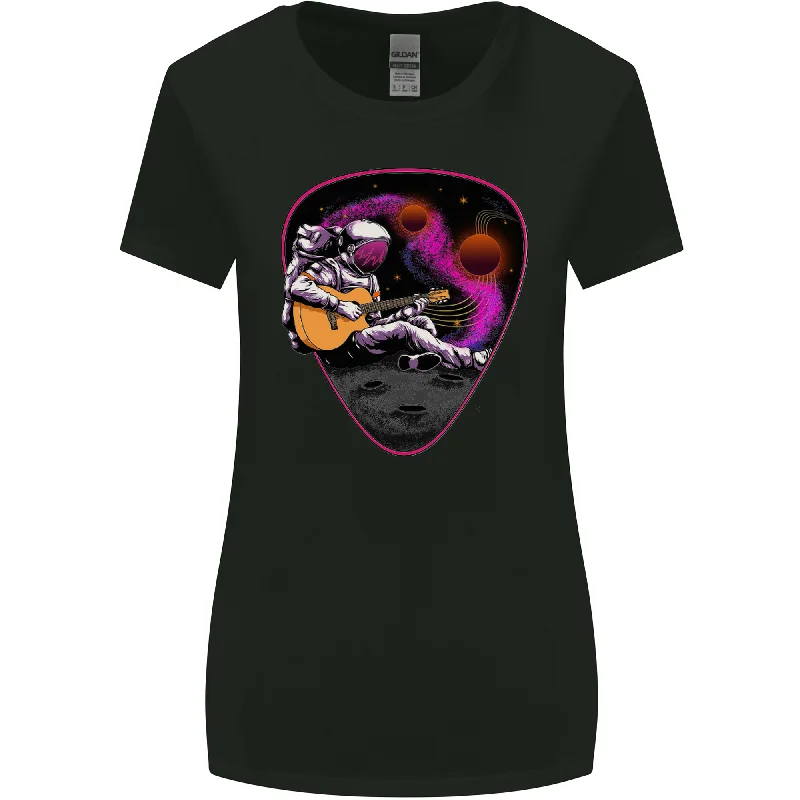 An Astronaut Playing Guitar Space Rock Womens Wider Cut T-Shirt Boxy Fit Fitted Loose