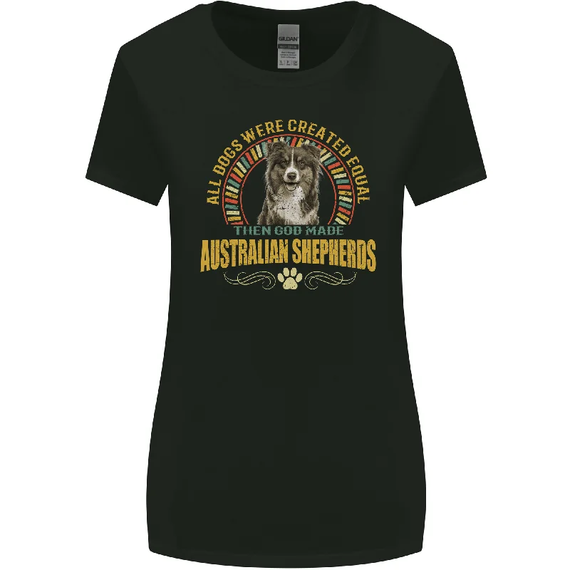 An Australian Shepherd Dog Womens Wider Cut T-Shirt Wool Fabric Cashmere Fabric Tweed Fabric