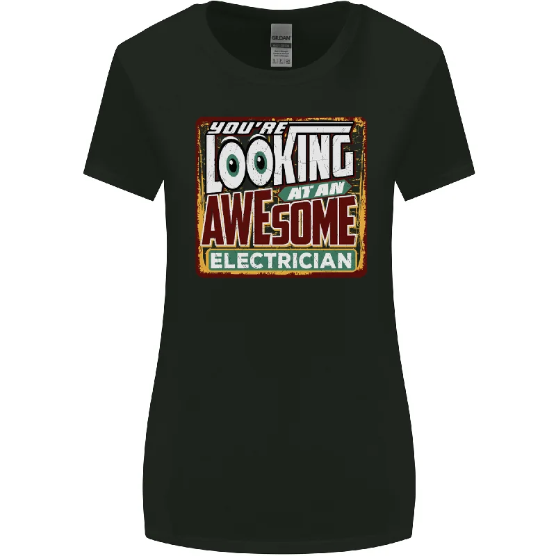An Awesome Electrician Looks Like Womens Wider Cut T-Shirt Zippered Front Buttoned Front Snap Front An Awesome Electrician Looks Like Womens Wider Cut T-Shirt Zippered Front Buttoned Front Snap Front