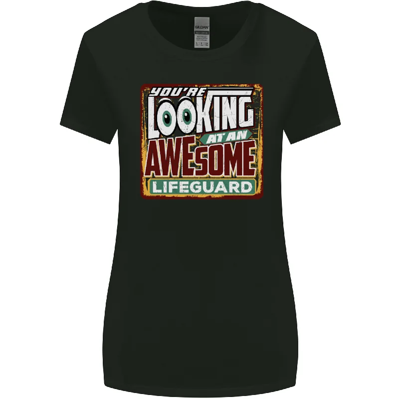 An Awesome Lifeguard Womens Wider Cut T-Shirt Polka Dot Checkered Tartan
