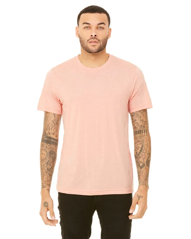 Bella+Canvas Unisex Heather CVC T-Shirt | Heather Peach Solid Print Embellished