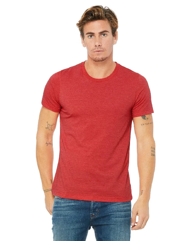 Bella+Canvas Unisex Heather CVC T-Shirt | Heather Red Spandex Blend Rayon Blend Denim Blend