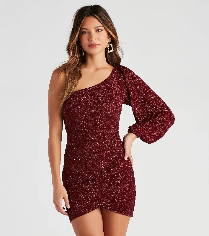 Chic Glam Moment Glitter Knit Mini Dress Elegant Silk Mini Dress