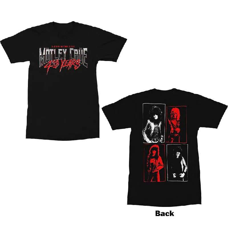 Motley Crue | Official Band T-Shirt | 40 Years Back Print Lace Blend Ribbed Blend Corduroy Blend
