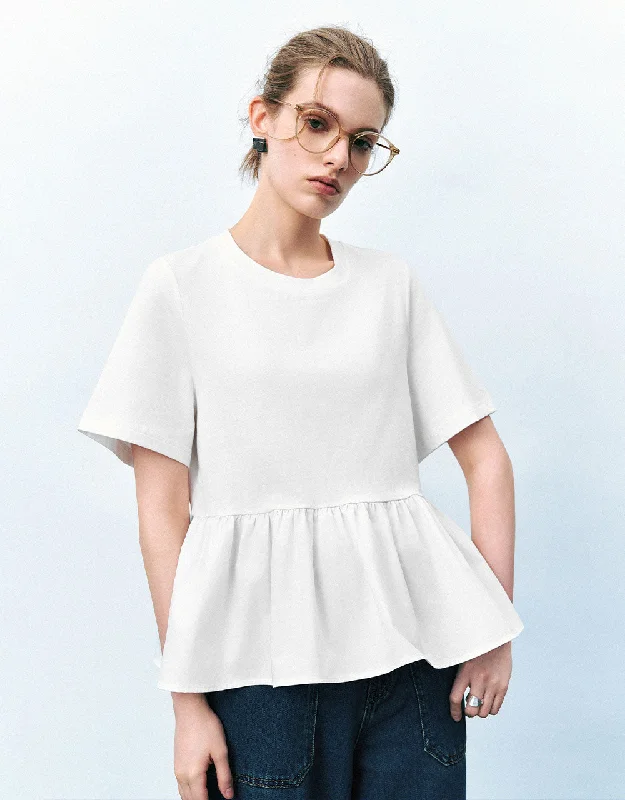 Crew Neck Straight T-Shirt Collared T-Shirt Boat Neck A-Line