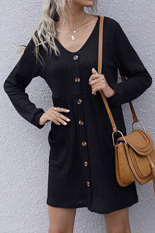 CASUAL BUTTON DOWN MIDI DRESS Stylish Cold Shoulder Midi Dress