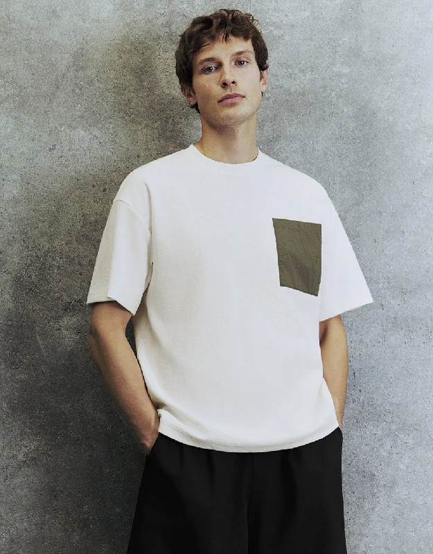 Drop Shoulder Sleeve Crew Neck T-Shirt Boxy Fit Fitted Loose