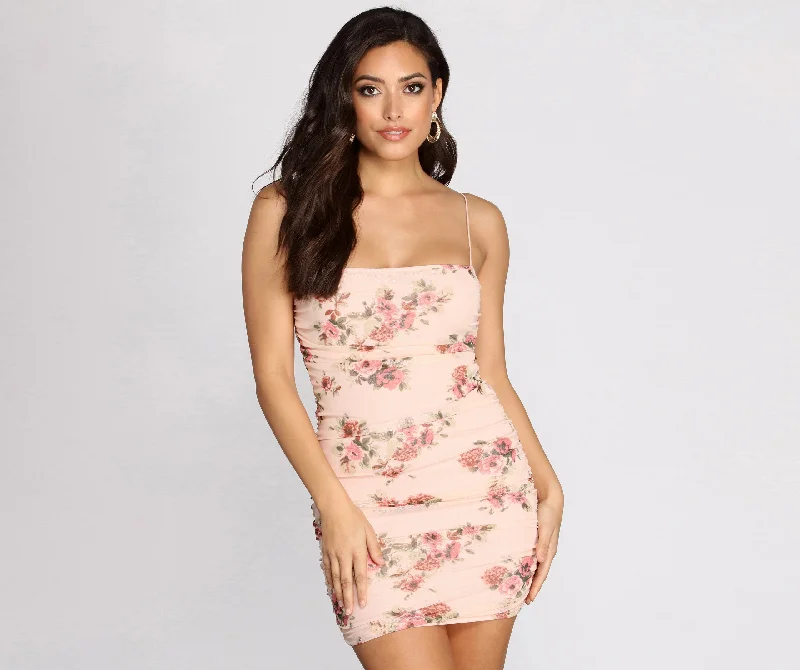 Fawning Over Florals Mini Dress Stylish Sweetheart Neck Mini Dress