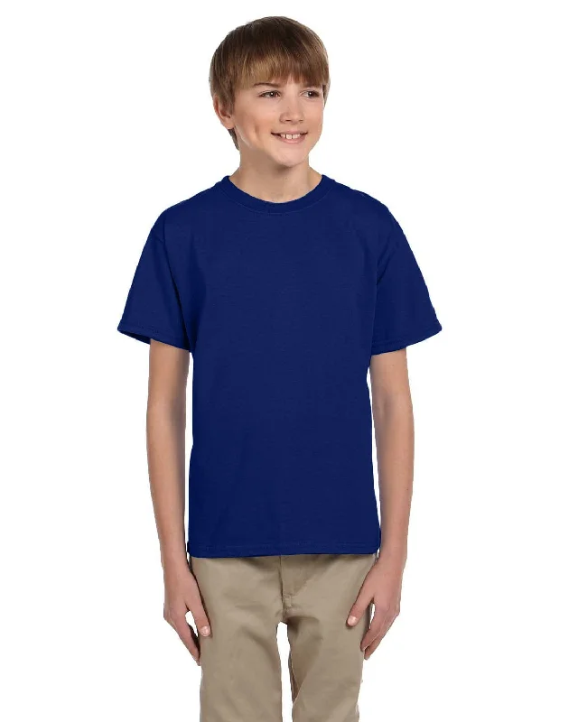Fruit of the Loom Youth T-Shirt | Admiral Blue Hooded Caped Shawl Collar