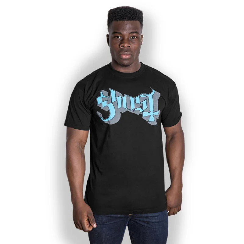Ghost | Official Band T-Shirt | Blue/Grey Keyline Logo Layered Multi-layer Single Layer Ghost | Official Band T-Shirt | Blue/Grey Keyline Logo Layered Multi-layer Single Layer
