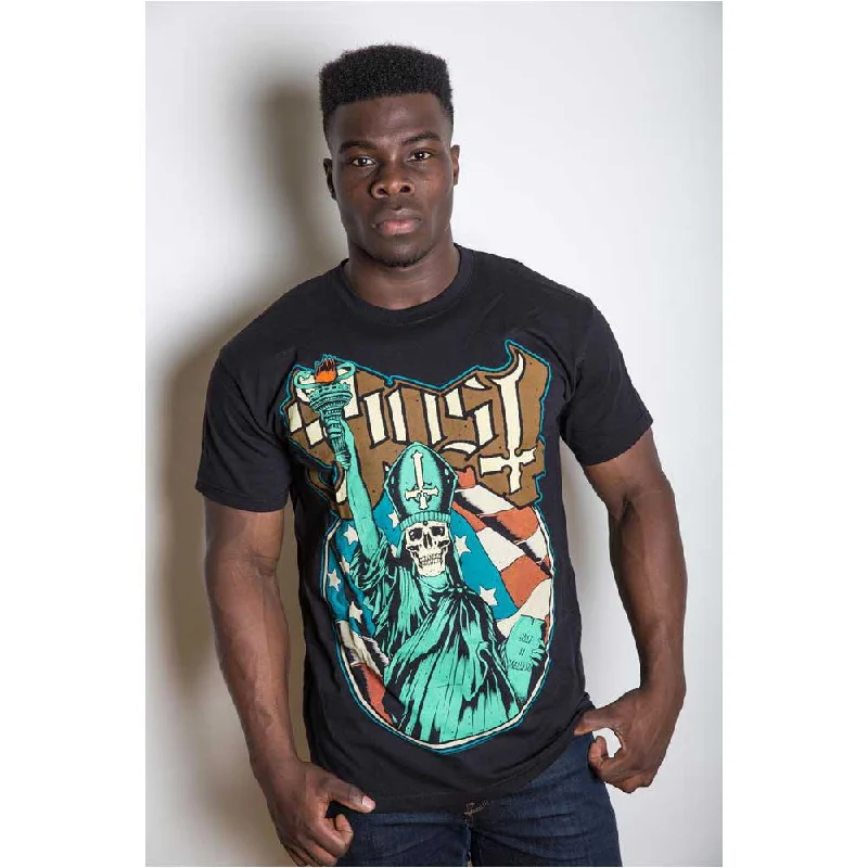 Ghost | Official Band T-Shirt | Statue of Liberty Thin T-Shirt Open Front Quick Dry