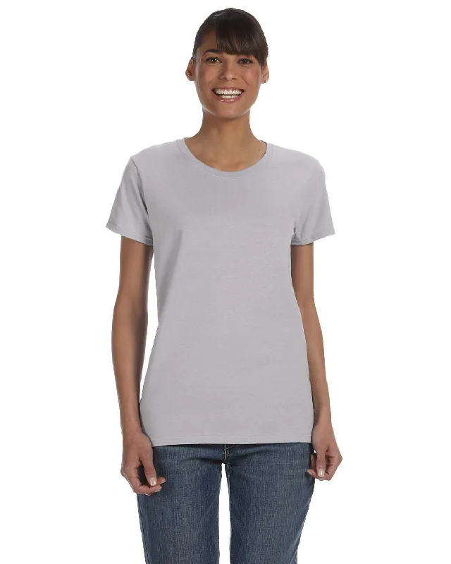Gildan Ladies Lightweight 100% Cotton T-Shirt | Sport Grey Graphic T-Shirt Round Neck Polyester