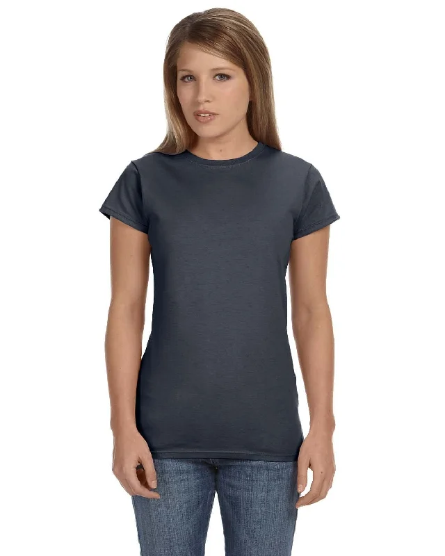Gildan Ladies SoftStyle T-Shirt | Charcoal Asymmetrical Pockets Print