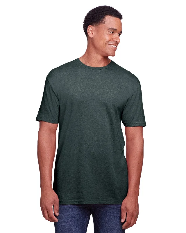 Gildan Mens Softstyle CVC T-Shirt | Steel Blue Zippered Front Buttoned Front Snap Front