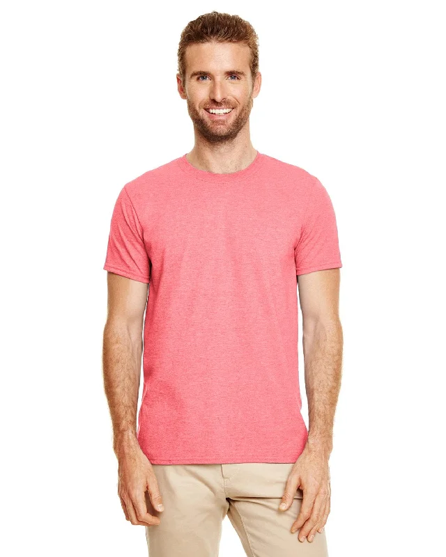 Gildan SoftStyle T-Shirt | Hthr Coral Silk Welt Pockets Slit Pockets Flap Pockets