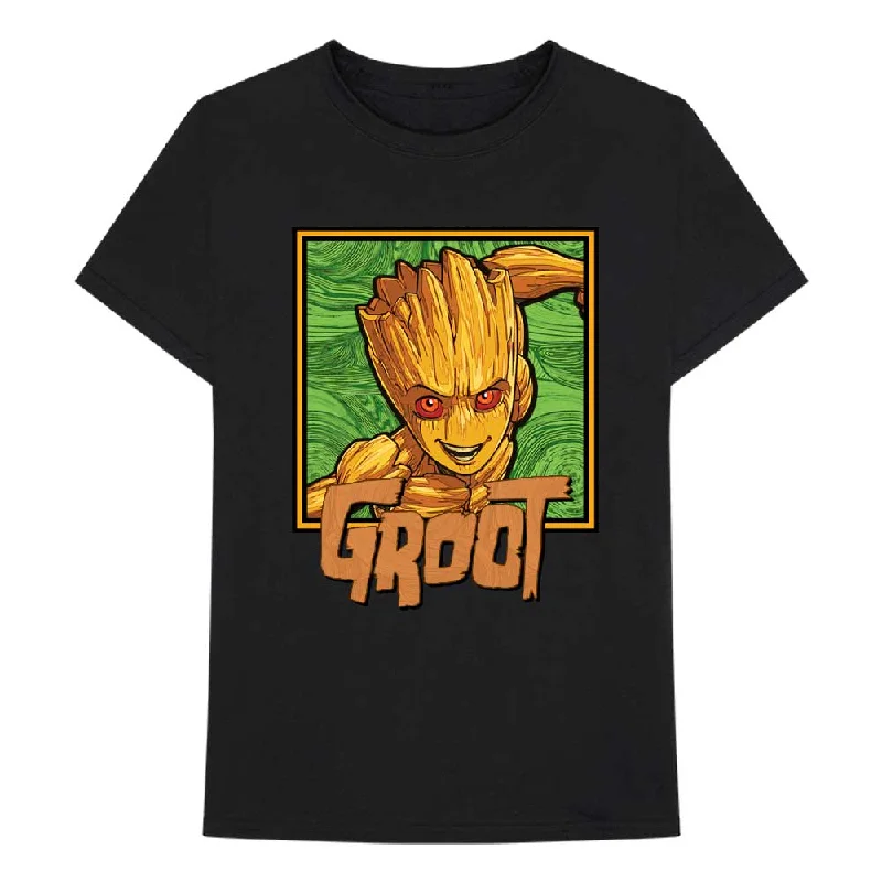 Marvel Comics | Official Band T-Shirt | I am Groot - Groot Square Notch Collar Peter Pan Collar Cowl Neck
