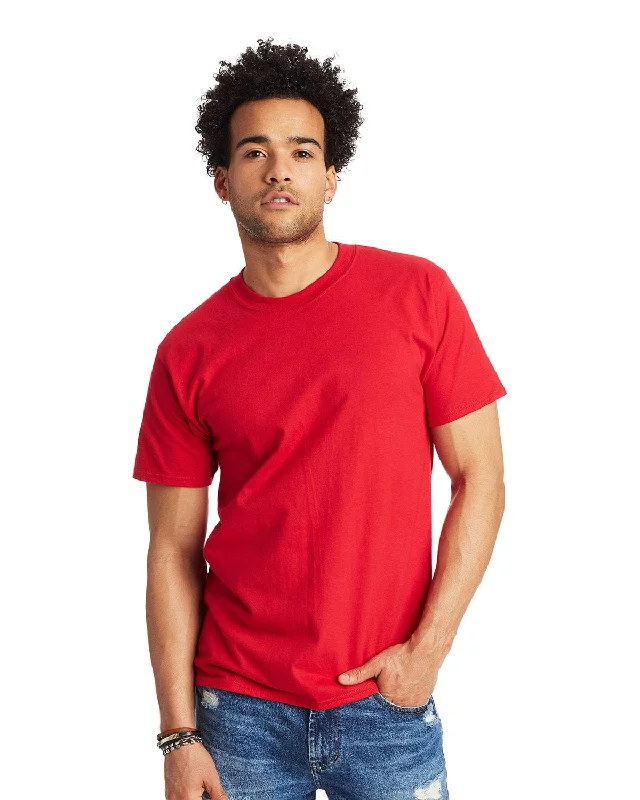 Hanes Beefy-T T-Shirt | Deep Red Terry Blend Velvet Blend Canvas Blend