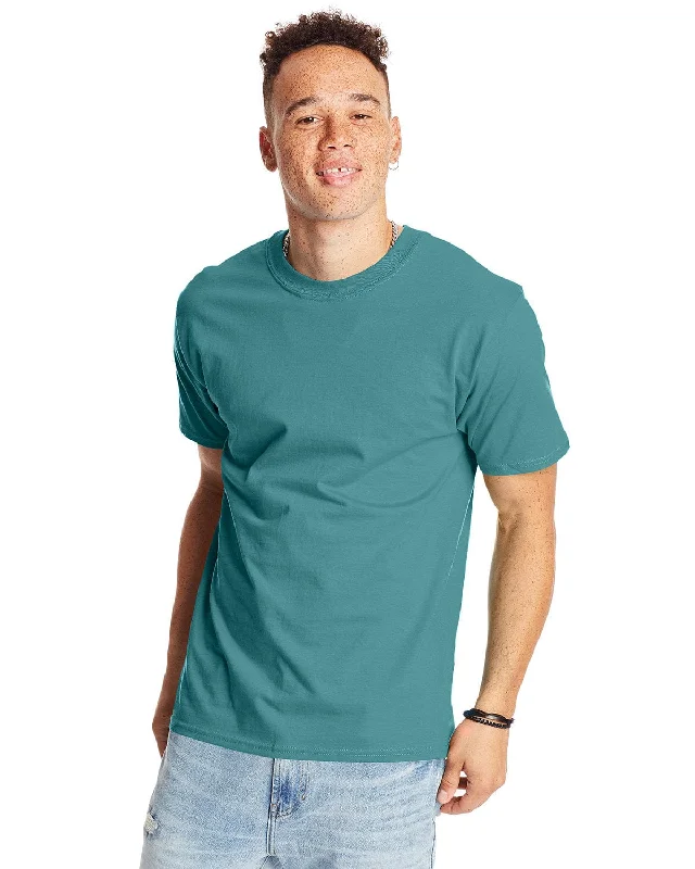 Hanes Beefy-T T-Shirt | Green Clay Nylon Fabric Polyester Fabric Spandex Fabric