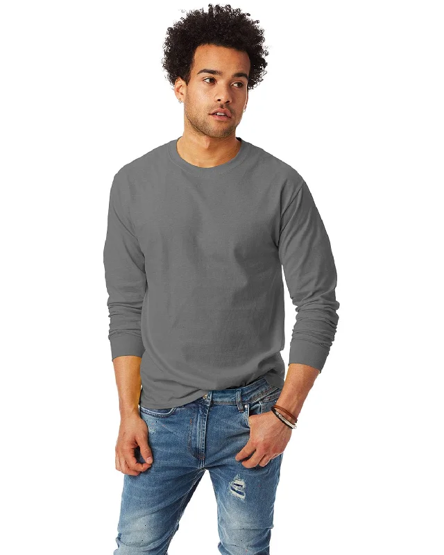 Hanes Tagless ComfortSoft Long Sleeve T-Shirt | Smoke Gray Cozy Warm Stylish