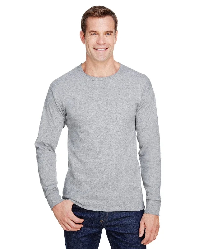 Hanes Workwear Long Sleeve Pocket T-Shirt | Light Steel Anti-Pilling Machine Wash Handmade Hanes Workwear Long Sleeve Pocket T-Shirt | Light Steel Anti-Pilling Machine Wash Handmade