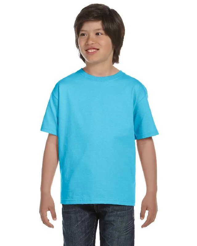 Hanes Youth ComfortSoft T-Shirt | Light Blue Iron Safe Non-Iron Wrinkle Free