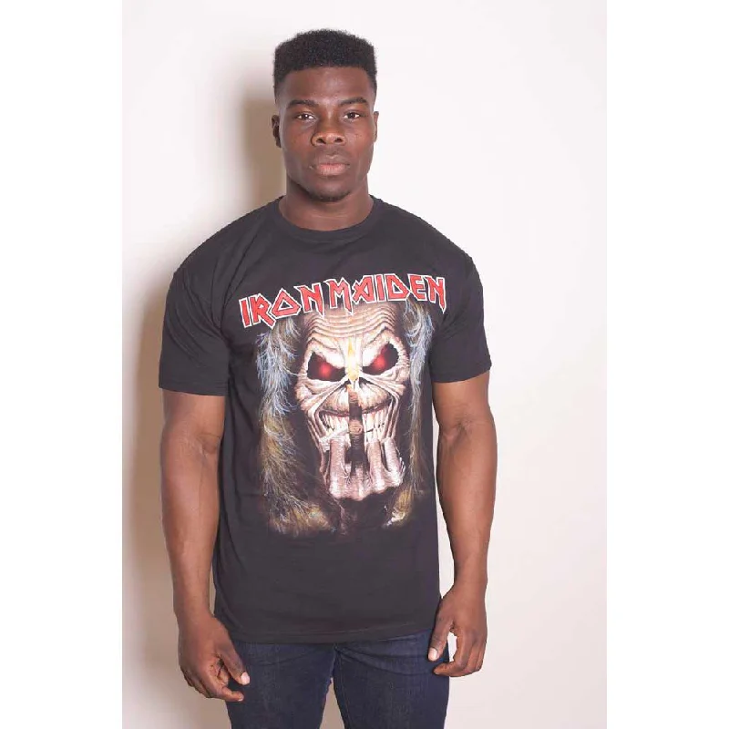 Iron Maiden | Official Band T-Shirt | Eddie Candle Finger Print Jacquard Patchwork