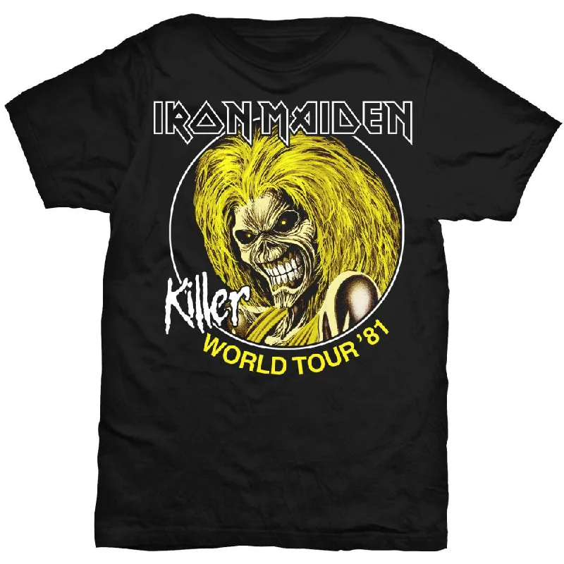 Iron Maiden | Official Band T-Shirt | Killer World Tour 81 Cotton Fabric Linen Fabric Terry Fabric Iron Maiden | Official Band T-Shirt | Killer World Tour 81 Cotton Fabric Linen Fabric Terry Fabric