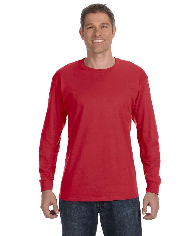 Jerzees DRI-POWER ACTIVE Long Sleeve T-Shirt | True Red Chenille Brocade Lace