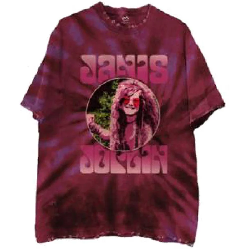 Janis Joplin | Official Band T-Shirt | Pink Shades (Dip-Dye) Zippered Front Buttoned Front Snap Front
