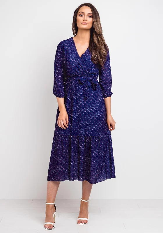 Kate + Pippa Boho Printed Midi Dress, Navy Cozy Spaghetti Strap Midi Dress