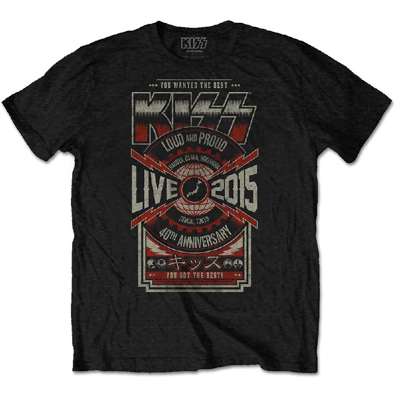 KISS | Official Band T-Shirt | Japan Live 2016 (Back Print) Collared Crew Neck Turtle Neck