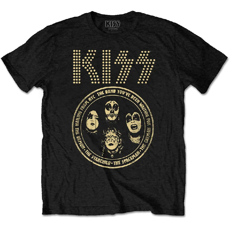 KISS | Official Band T-Shirt | Band Circle Solid Print Embellished