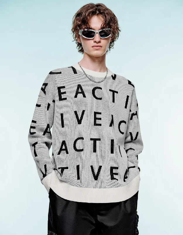 Letter Embroidered Knitted T-Shirt Oversized T-Shirt Spandex breathable