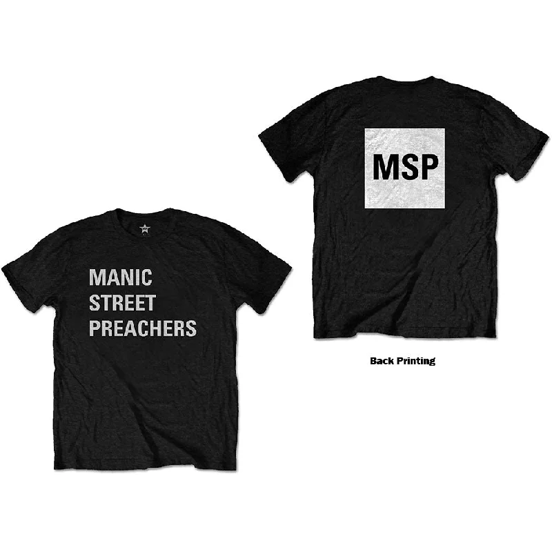 Manic Street Preachers | Official Band T-Shirt | Block Logo (Back Print) Handmade Hand-knitted Hand-woven