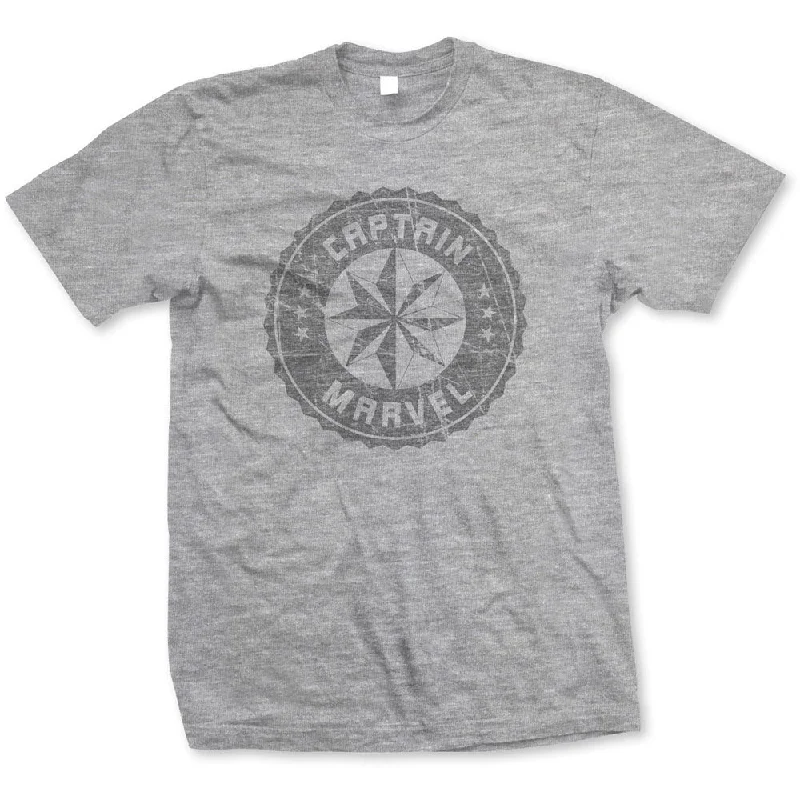Marvel Comics | Official Band T-Shirt | Captain Marvel Circle Striped Floral Plaid