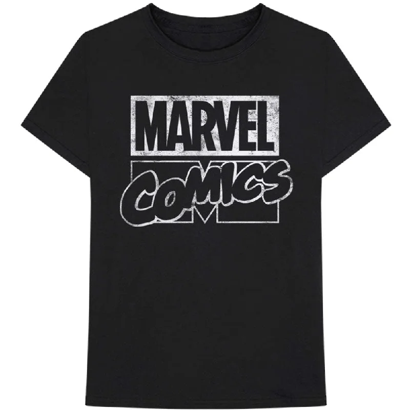 Marvel Comics | Official Band T-Shirt | Logo Notch Collar Peter Pan Collar Cowl Neck
