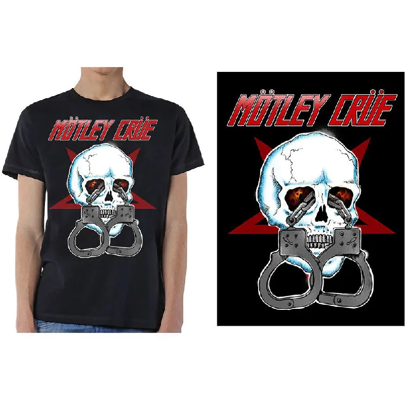 Motley Crue | Official Band T-Shirt | Skull Cuffs 2 Satin Fabric Silk Fabric Chiffon Fabric