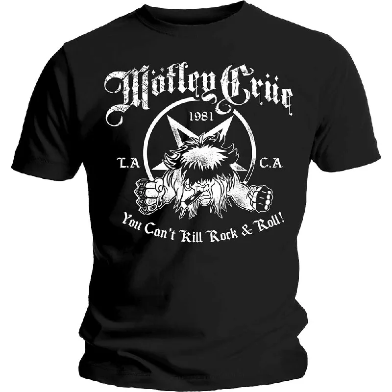 Motley Crue | Official Band T-Shirt | You Can't Kill Rock & Roll Mesh Fabric Canvas Fabric Denim Fabric