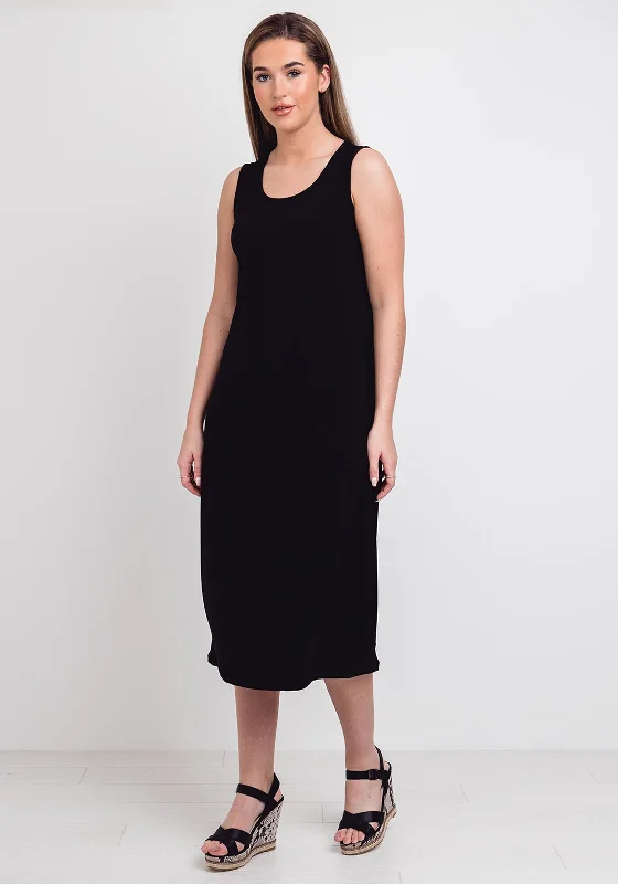 Naya Sleeveless Jersey Midi Dress, Black Stylish Striped Midi Dress