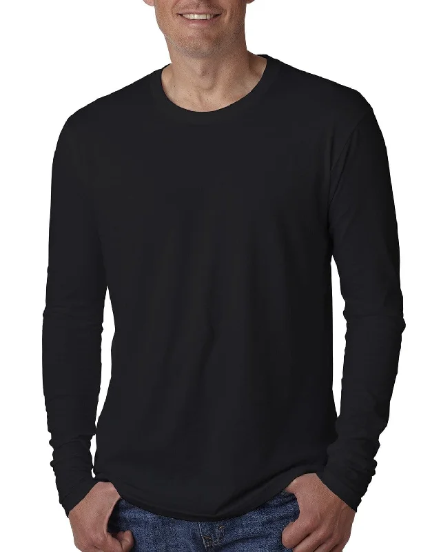 Next Level Mens Premium Long Sleeve Tee | Black Denim Fabric Leather Fabric Suede Fabric