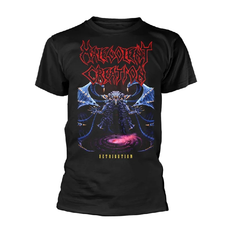 Malevolent Creation Unisex T-shirt: Retribution (back print) Rayon Fabric Velvet Fabric Corduroy Fabric