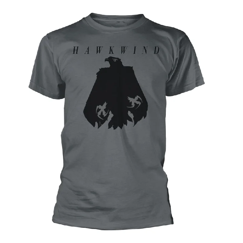Hawkwind Unisex T-shirt: Eagle (Charcoal) Zippered Front Buttoned Front Snap Front