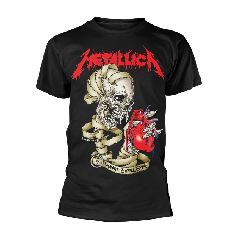 Metallica Unisex T-shirt: Heart Explosive (back print) Thin T-Shirt Open Front Quick Dry